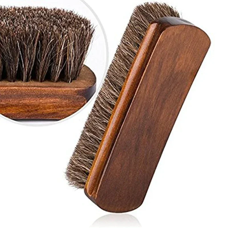 Shoe Brush 1Pc Horsehair Shoe Brush Shine Brushes Scraping Tool For Boots Shoes Leather Care