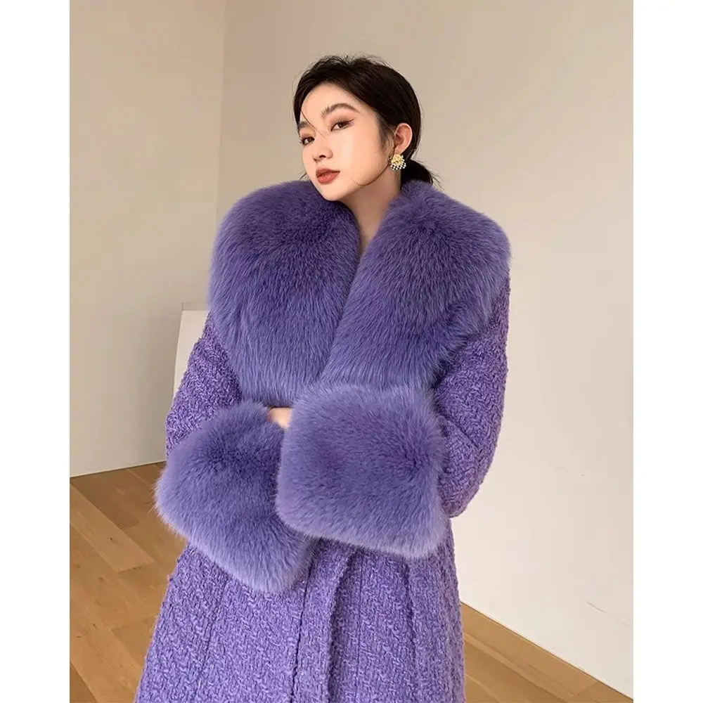 

New fall fashion temperament personality celebrity rough spun coat coat female fur commuting
