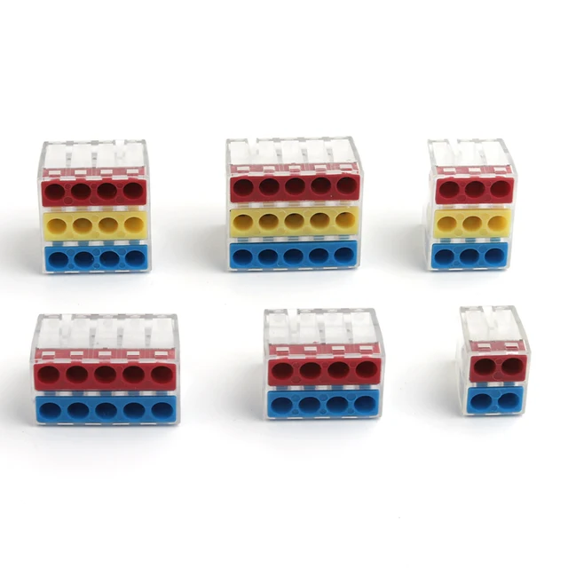 ขั้วต่อแบบกดเข้าด่วน ไฟฟ้าสากล 25/50 ชิ้น Quick Splice ขั้วต่อขนาดเล็กสําหรับการเชื่อมต่อสาย เทอร์มินัลบล็อคขนาดกะทัดรัด 1