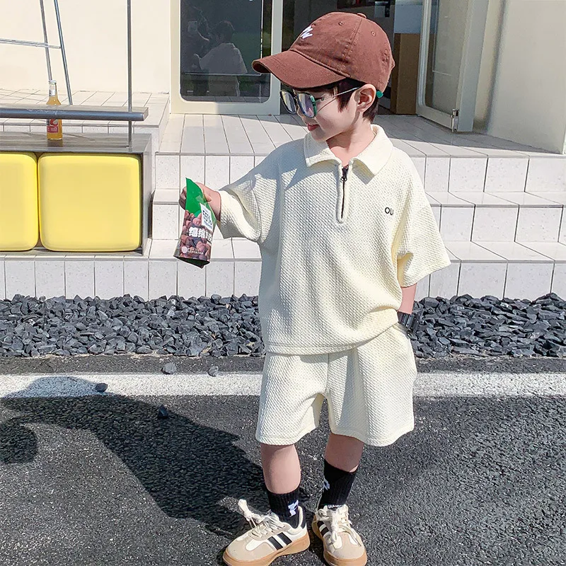 

Boys Summer Suit 2023 New Kids Short-sleeved Comfortable Casual Two-piece Suit Versatile Boutique Clothing Simple Style