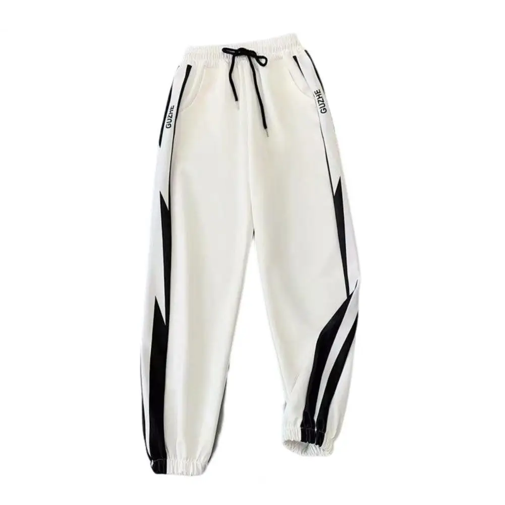 Men Sweatpants Contrast Color Dressing Bottoms Relaxed Fit Pockets Pants fleece sweatpants