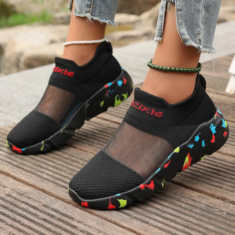 أحذية رياضية نسائية كاجوال سهلة الارتداء، أحذية بد...