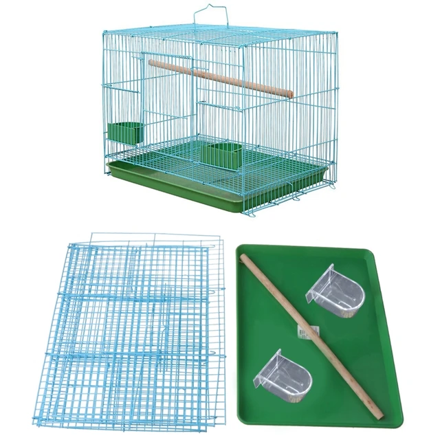 Wire Rectangular Small Cage for Small Birds and Canaries Rekord Equipped with Bird Standing Stick and 2 Semicircular 1