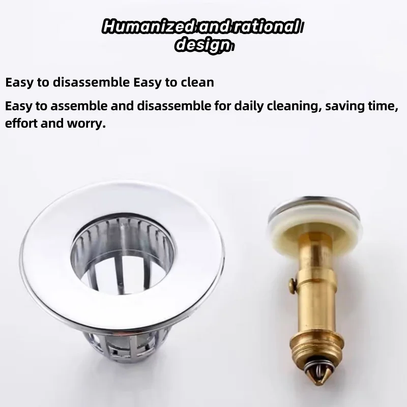Sink Plugs Washbasin Leak Plugs Drainer Fittings Basin Bouncing Core Fittings Push-On Anti-Odor
