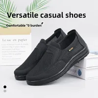 Men's Soft Bottom Breathable Slip-On Shoes Anti-Slip Grid Surface Large Size Shoes Comfortable Summer Sports Shoes for Elderly