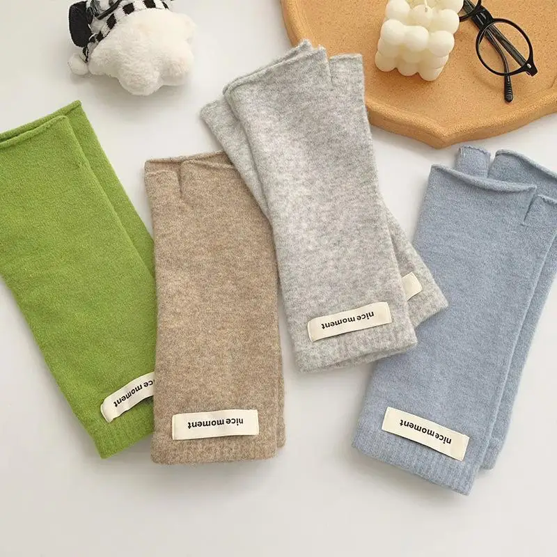 Lange fingerlose Fäustlinge für Damen, Winter, wärmende Handschuhe, modische Armstulpen, lässige Goth-Handgelenksärmel, Weihnachtshandschuh – Detail 5