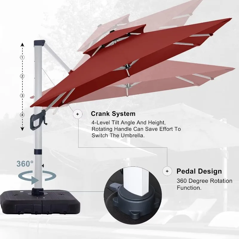 ABCCANOPY 10ft Patio Umbrella-Large Windproof Cantilever Umbrella with 360-degree Rotation, Fade-Resistant Outdoor Offset
