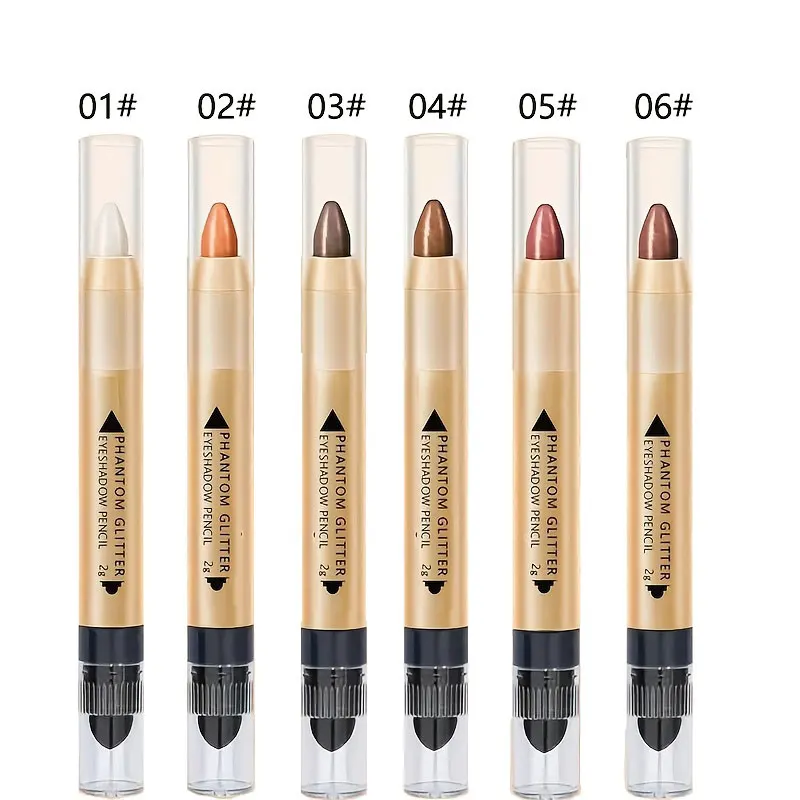 6pcs Highlighter Eyeshadow Pencil Shimmer Glitter Contouring Double-headed Eyeshadow Stick Lazy Eyeshadow Makeup