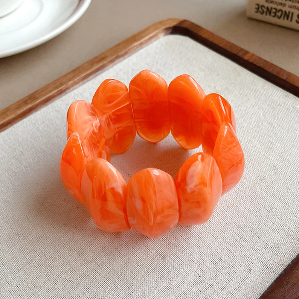 Bangle Acrylic Elastic Rope Bracelets Smudged Acrylic Bracelet Niche Versatile Design Bangles Retro Fashion for Women African 3