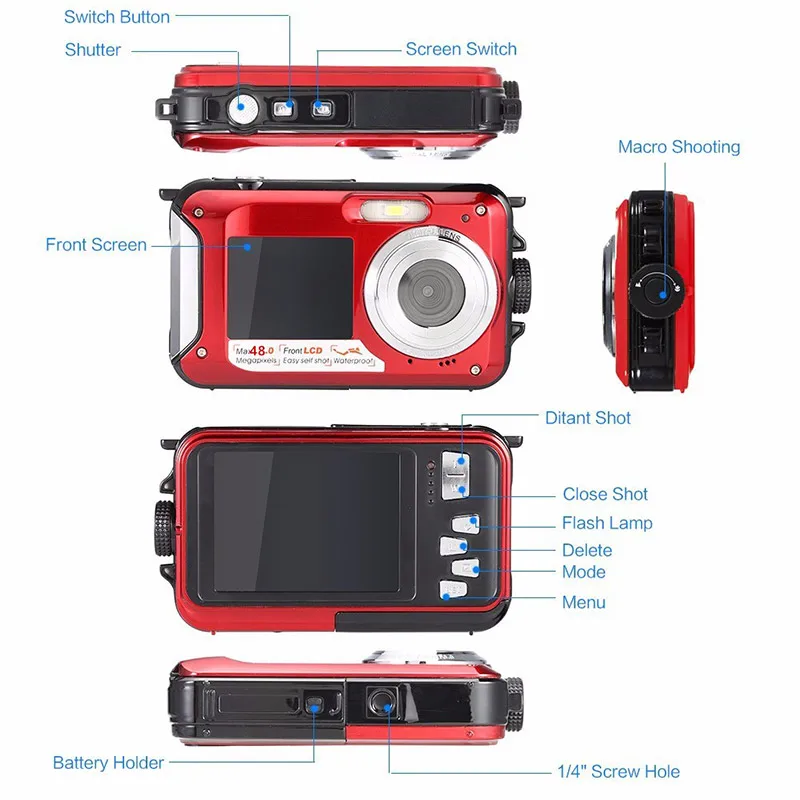 48 Million Pixel Dual-Screen Underwater Waterproof High-Definition Digital Camera Point-And-Shoot Digital Camera Vlog Camera micro four thirds