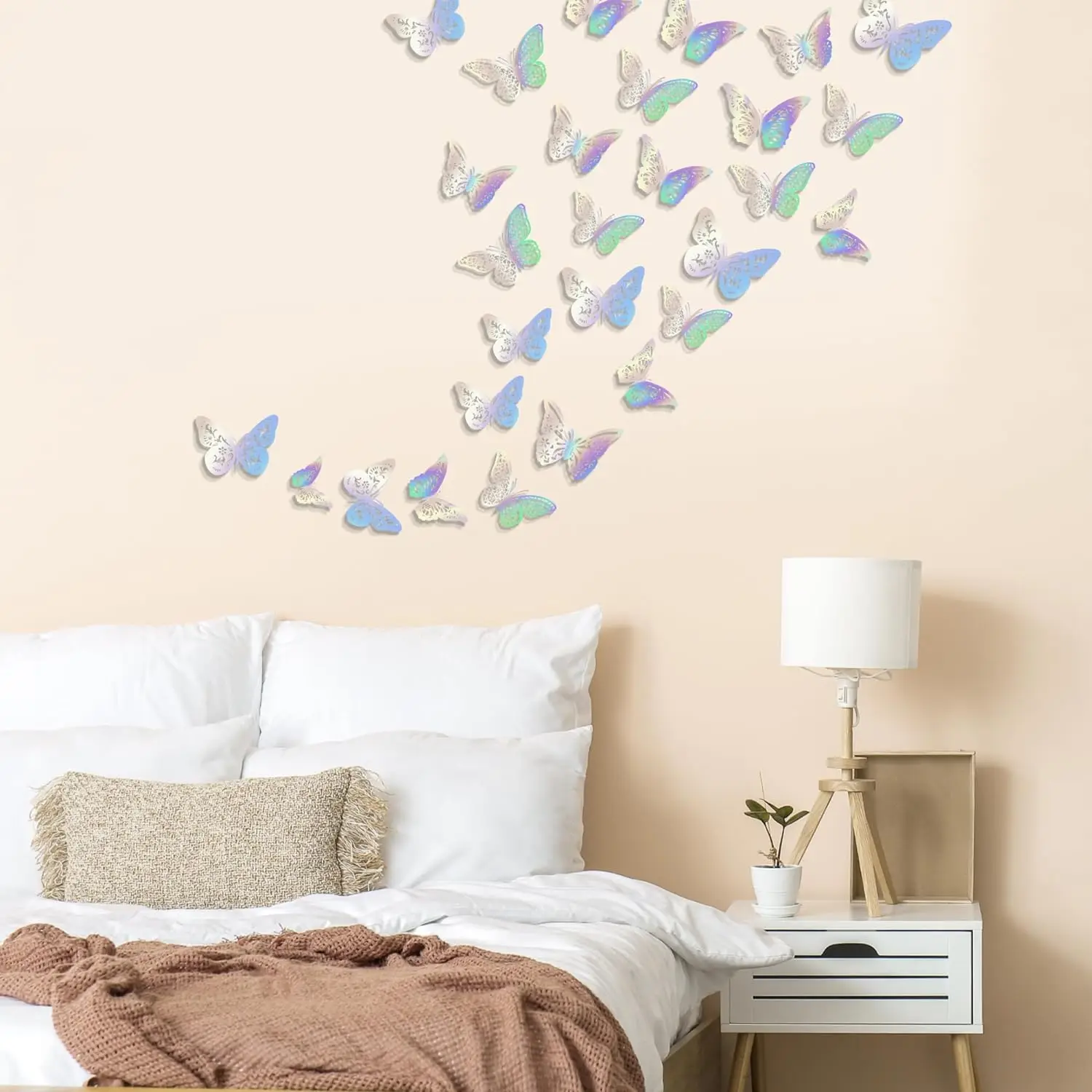 Butterfly Decorations 48 Pcs Rainbow Silver 4 Styles 3 Sizes 3D Party Wall Decor Butterflies