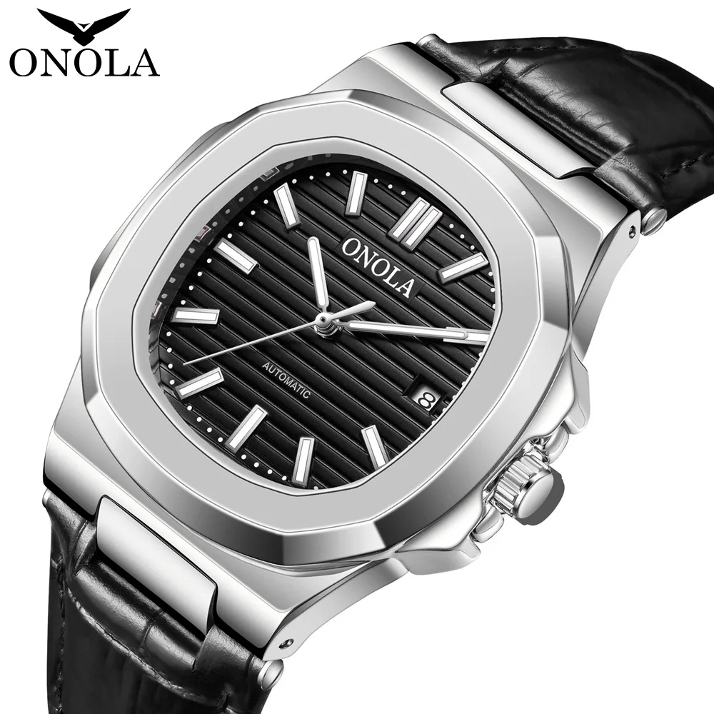 ONOLA Luxury Watch For Men Classic Design Quartz Wristwatch Business Fashion Leather Strap Diver Automatic Date Man Watches 2023