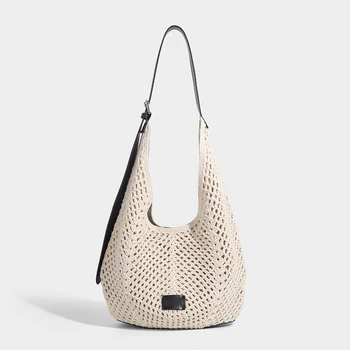 Borse a secchiello lavorate a maglia fatte a mano scavate per le donne Borsa a mano di design di lusso 2025 Novità nella tracolla casual per le vacanze