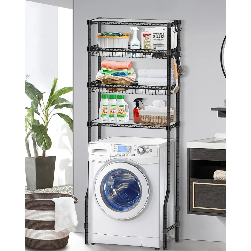 Bathroom Organizer Over The Toilet Storage, 4-Tier Metal Bathroom Over Toilet Storage Shelf Above Toilet Storage Rack 6