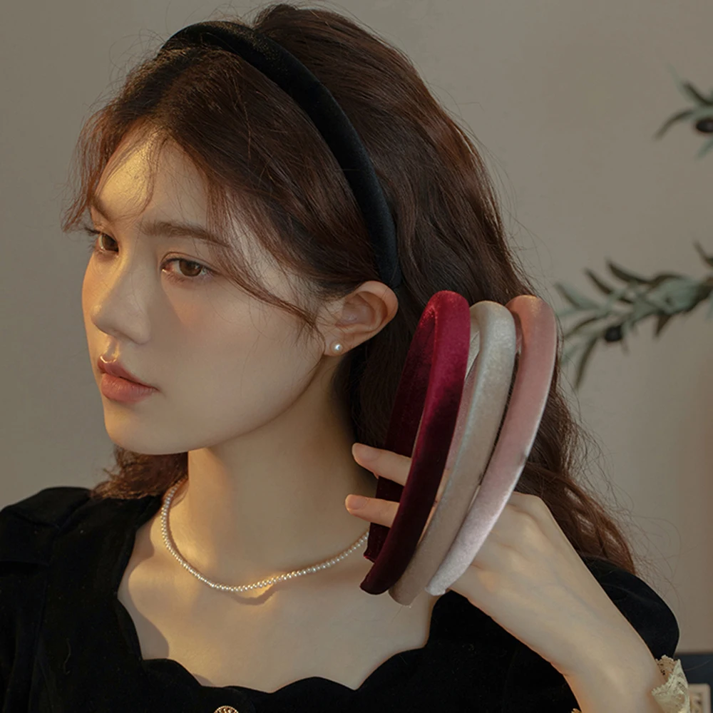 Sponge New Hair Hoops Headbands Ladies Party Festival Red Black Hairbands Headwear For Women Fashion Elastic Hair Accessories