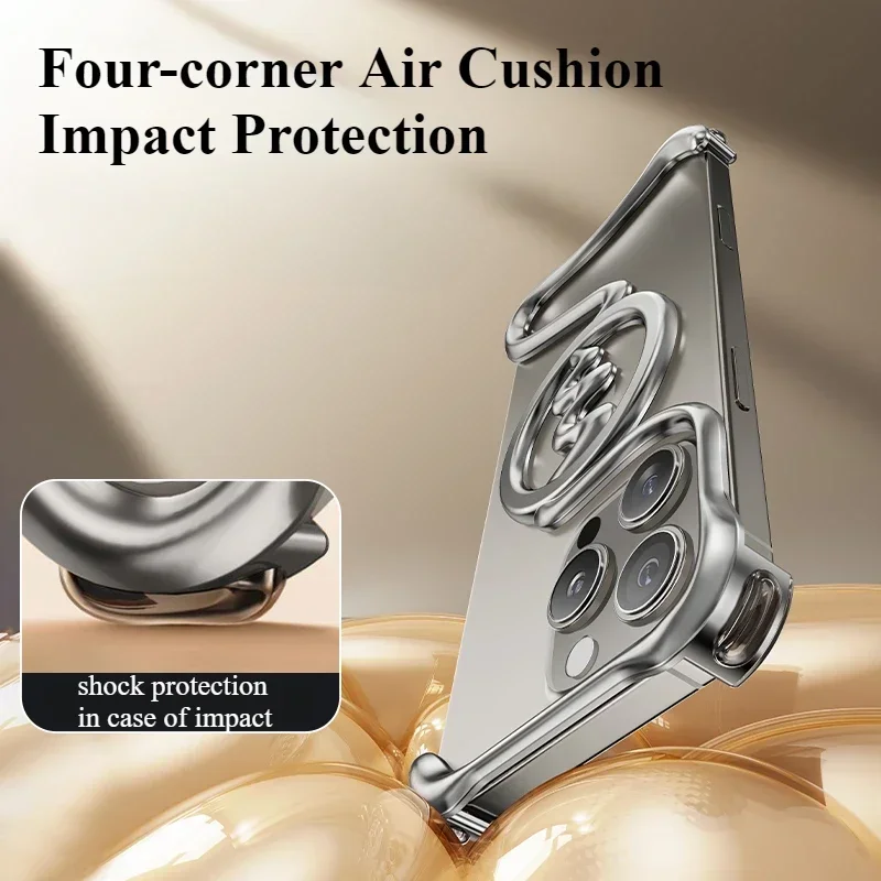 Eary Minimalist for iPhone 16 Pro Max Phone Case with Magsafe Magnetic Kickstand Metal Frameless Bumper Drop Protection 16 Cover