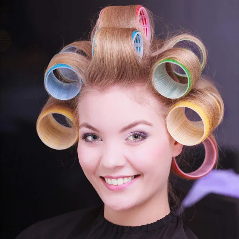 1/6Pcs Hair Rollers Self Grip Hook Hair Curlers Heatless Roller Salon Dressing Curlers Jumbo Size Sticky Styling Tools