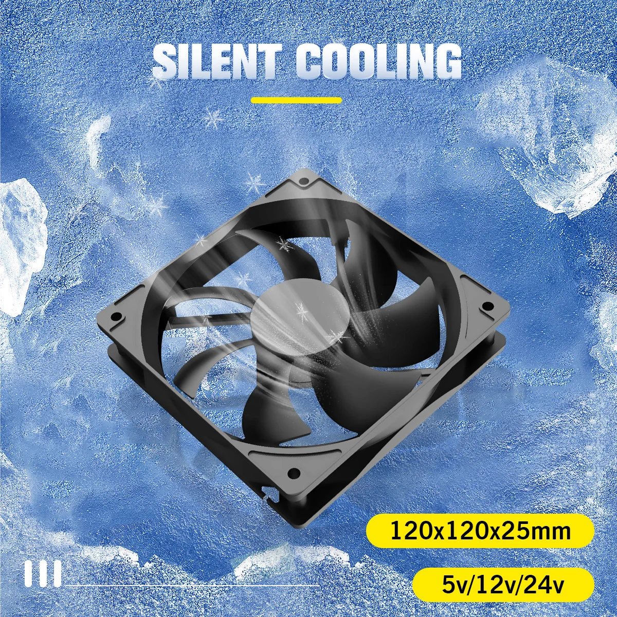 Brushless Cooling Fan Refrigerador da Caixa do Computador 2pin 120 mm 12cm 5v 12v 24v 120 mm x 120 mm x 25 mm 120x120x25 mm Usb dc - Imagem 4