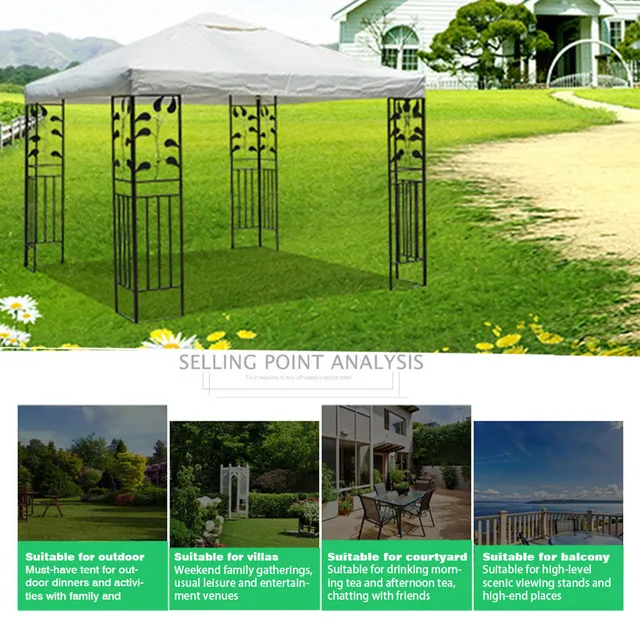 3X3M Kerti Kemping Napellenző Sátor Menedék Vízálló Kültéri Lombkorona Felső Tetőfedél Borító Pavilon Teraszos Épületek - Image 4