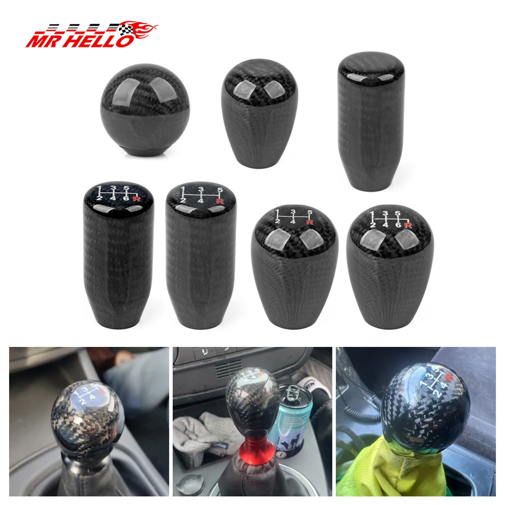 Racing Real Carbon Fiber Gear Shift knob Manual Transmission Shifter Lever Knob Round Ball Shape Handle Knob