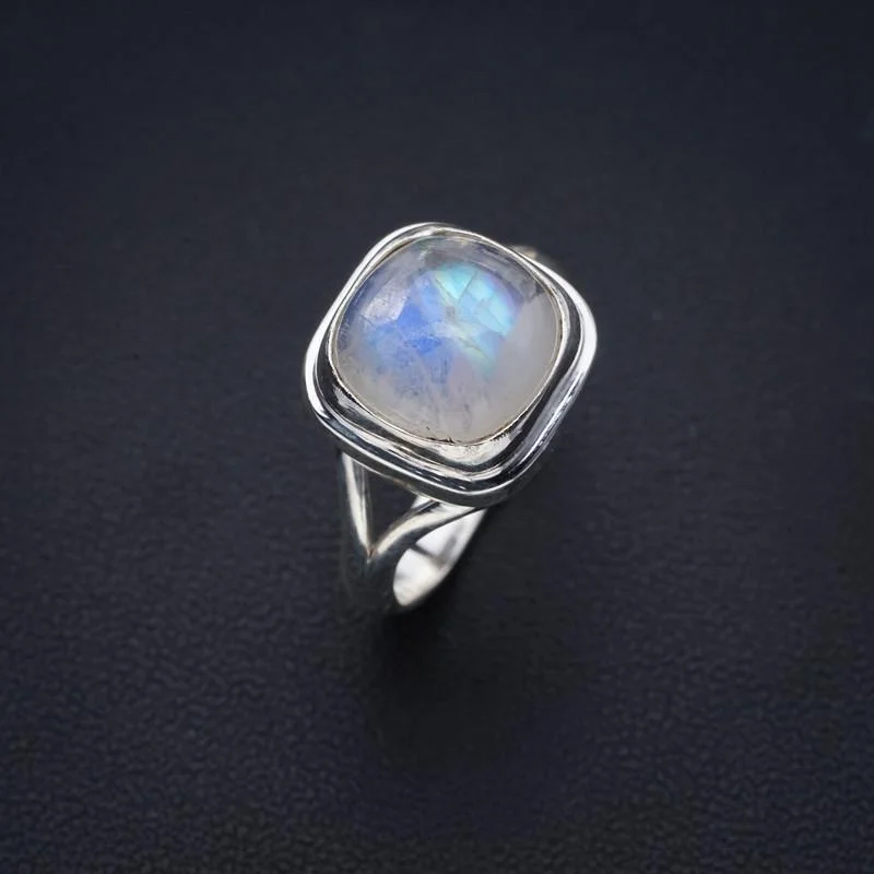 

StarGems Natural Moonstone Handmade 925 Sterling Silver Ring 5.75 F0672