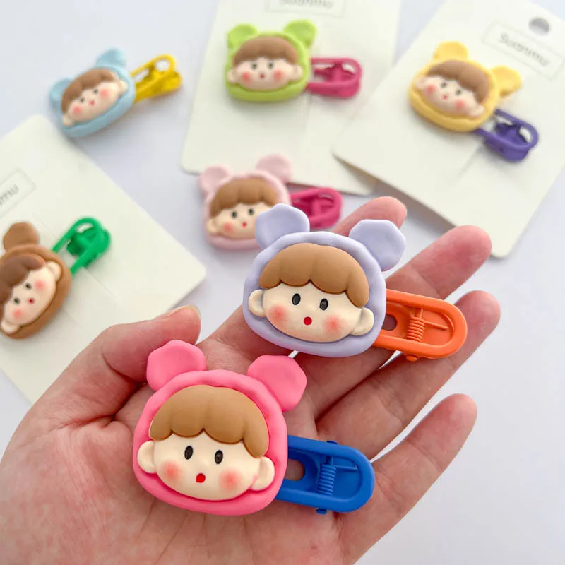 

2023 New Korean Fashion Girls Hair Pin Cartoon Candy Color Resin Frosted Barrettes Headwear Girls Kids Hair Accessories