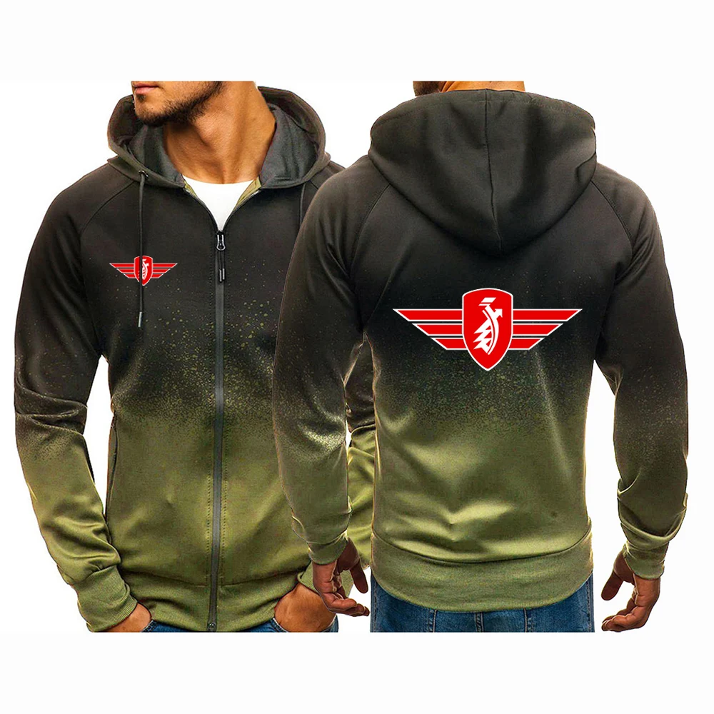 Cotton Gradient Zipper Hoodie Sweatshirt for Men