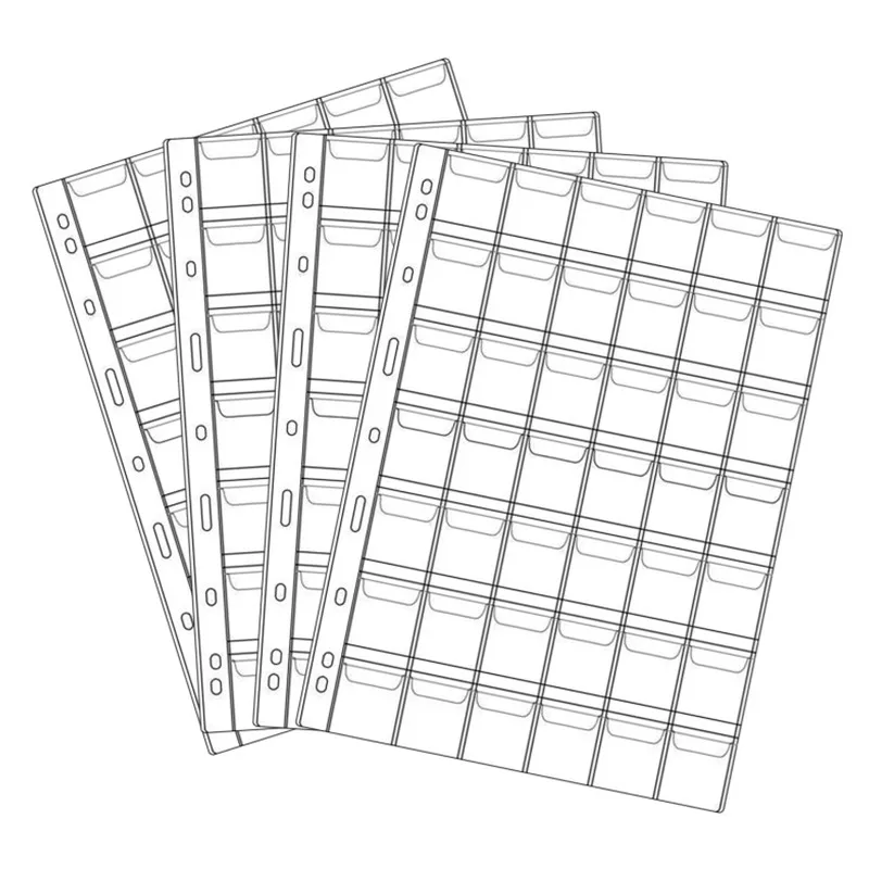 10 Fogli Porta Monete Per Raccoglitore Con 200 Tasche - Pagine In PVC Con 9 Fori, 4.5x4.5 Cm, Per Collezionare Monete, Francobolli E Medaglie