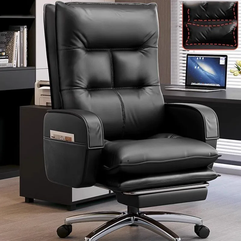 Rolling Leather Office Chair Swivel Ergonomic Armchair Bedroom Living Room Chairs Comfortable Chaise De Bureaux Office Furniture swivel gaming chair recliner work high back offic lounge rolling leather living room chairs accent chaise bureau furniture