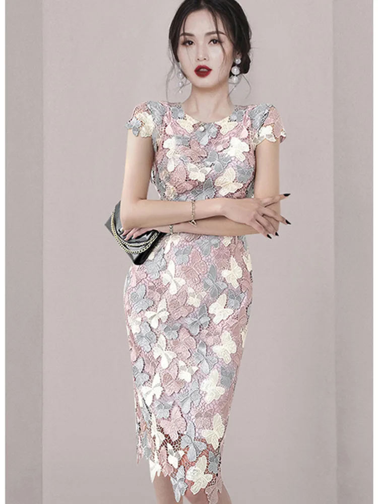 SMTHMA Summer New Korean Style Slim Knee-Length Butterfly Dress