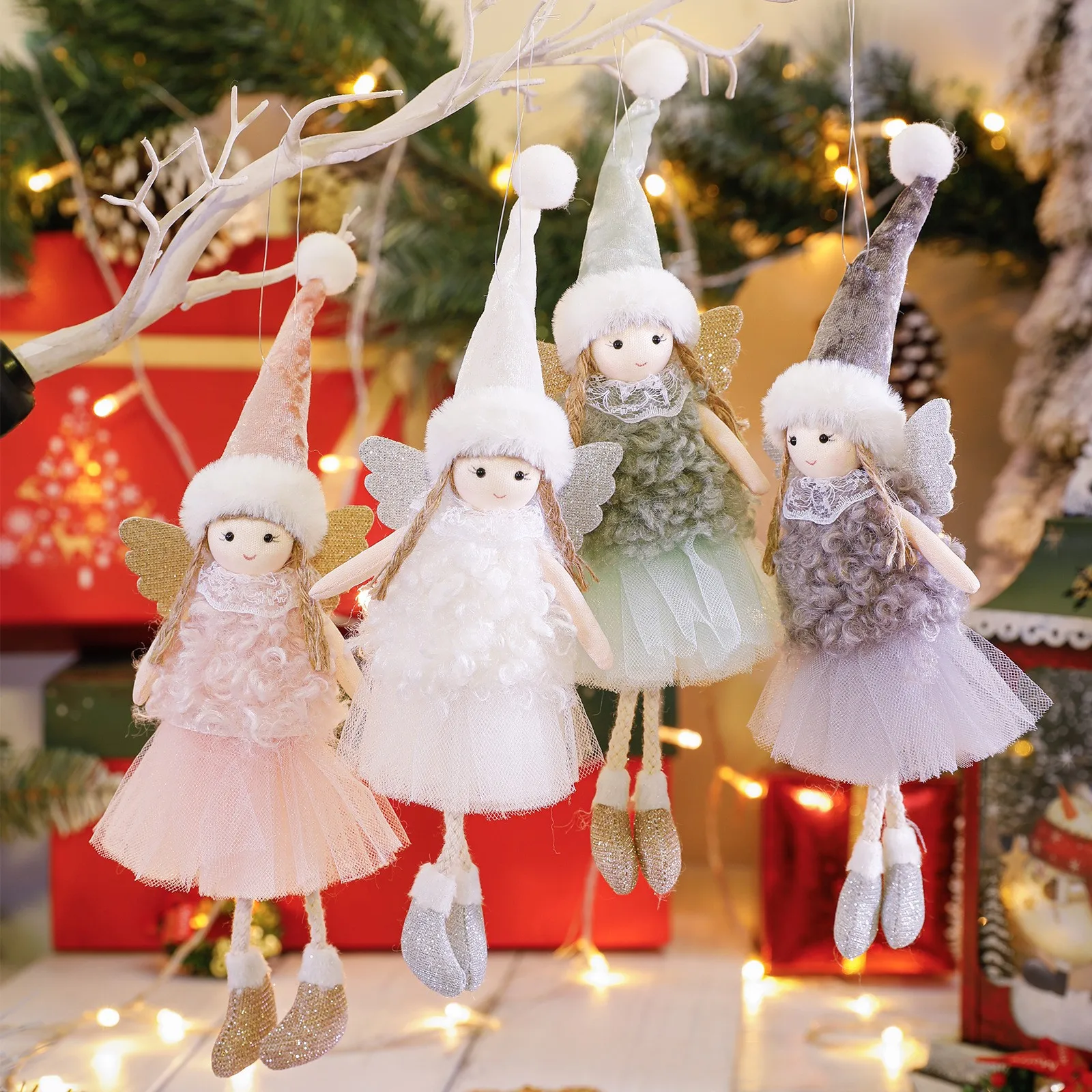 

Cute Christmas Angel Girl Cloth Doll Oranments Xmas Tree Hanging Pendants Gifts Happy 2024 Noel Merry Christma Decor Supplies