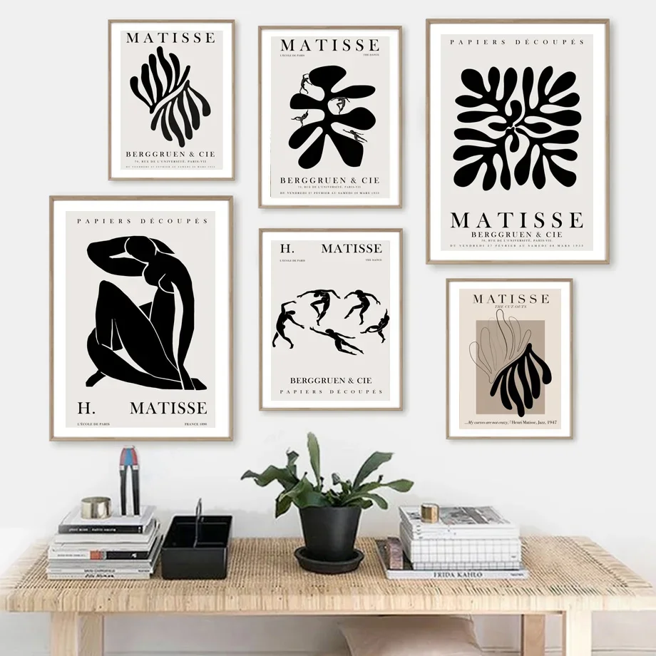 

Abstract Black Matisse Leaf Boho Lines Retro Wall Art Canvas Paintings Posters And Prints Wall Pictures For Living Room Decor