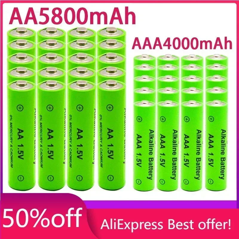 

AA + AAA Rechargeable AA 1.5V 5800mAh / 1.5V AAA 4000mah Alkaline Battery Flashlight Toys Watch MP3 Player Replace Ni-Mh Battery