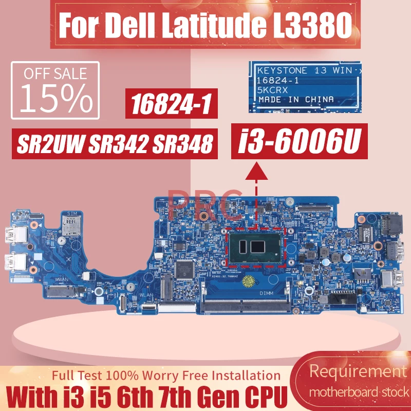 Placa-mãe do Portátil do Caderno Ddr4 Dell Latitude L3380 3380 168241 04kcv2 066frk 063jcx 07d5j9 i3 i5 6th 7th Gen