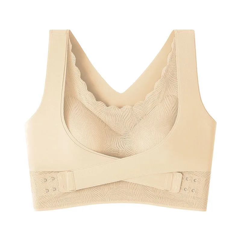 New Style Lace Flower Side Buckle Seamless Breast-wrapping And Breathable X-shaped Back-gathering Vest-style Women's Bra 6
