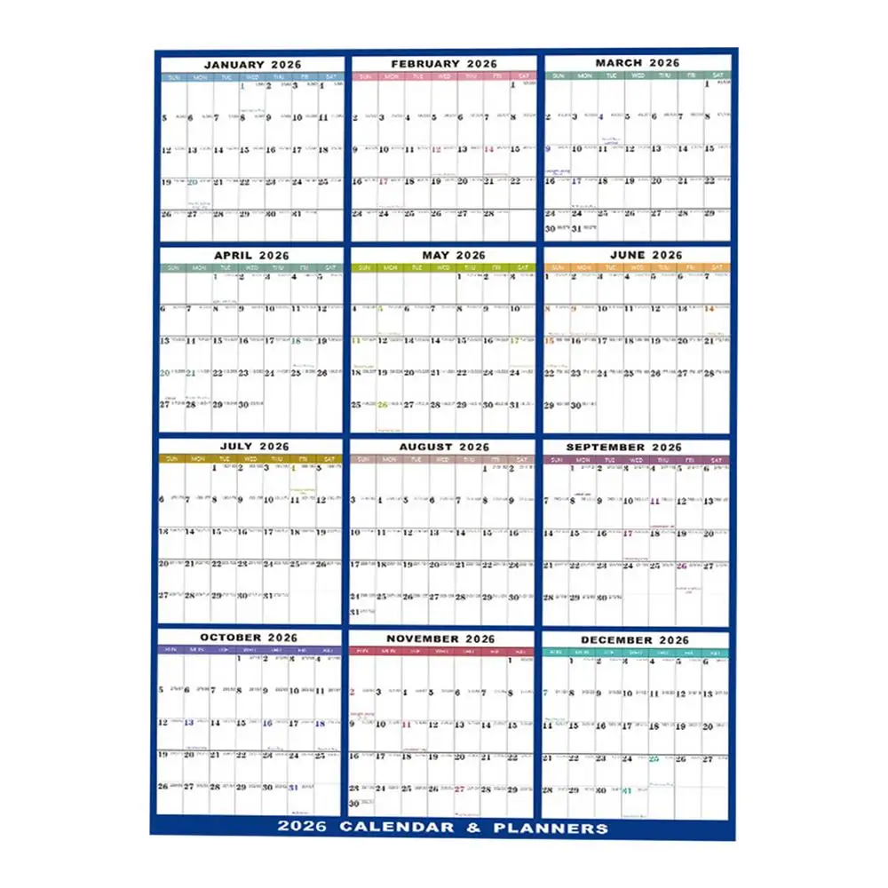 Erasable Large Wall Calendar - 24 x 36 Inch Annual Planner with Double-Sided Feature