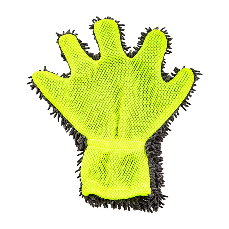 Rich Velvet Five Finger Car Wash Gloves Coral Insect Chenille Double-sided Car Cleaning Gloves Wash Accessories