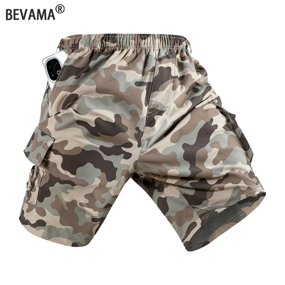 남성용 위장 카고 반바지 전술 캐주얼 루즈한 작업 도구 반바지 여름 남성용 야외 무릎 길이 짧은 패션 바지
