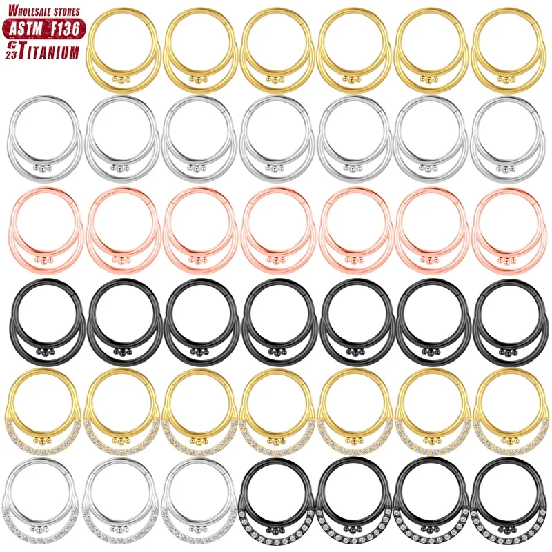 F136 Titanium Crescent Moon Con Ball Helix Piercing Clicker Anello Al Naso Cerchio Segmento Incernierato Orecchio 16G Setto Cartilagine Tragus Donne