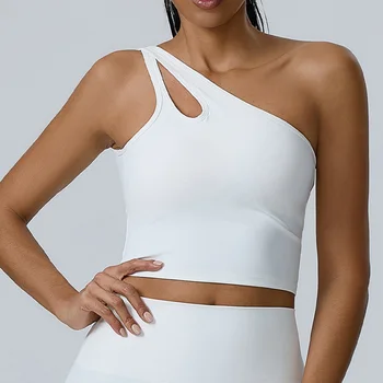 One-Shoulder Sexy Sport Bra Gym Yoga Top Fitness Training Shockproof Sport Underwear With Chest Pad Gym Clothes Push Up Crop Top