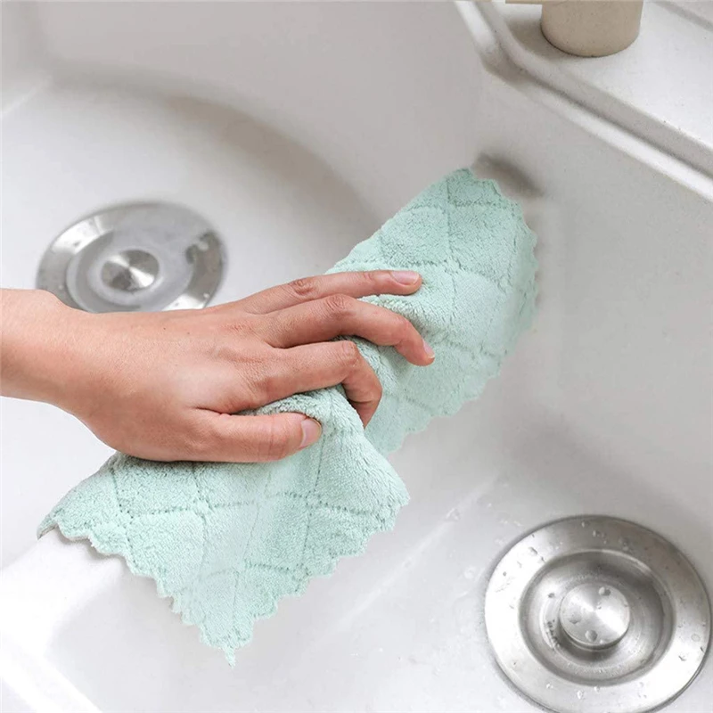 LMETJMA 10pcs Kitchen Cloth Dish Towels Super Absorbent Coral Velvet Dishtowels Nonstick Oil Washable Fast Drying JT224 BEST SELLERS
