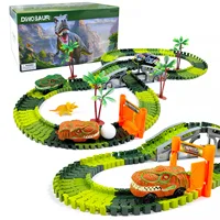 Dinosaur World Track Racing Track Toy Set Dinosaur Railway Toy Car Educational Bend Flexible Race Track Toys For Boy Gift 2