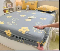 Bedding Set 100% Cotton Fitted Sheet + 2pc Pillowcases Bed Sheet Soft Rabbit Flower Print Single Double Queen King Cal-King Size 6