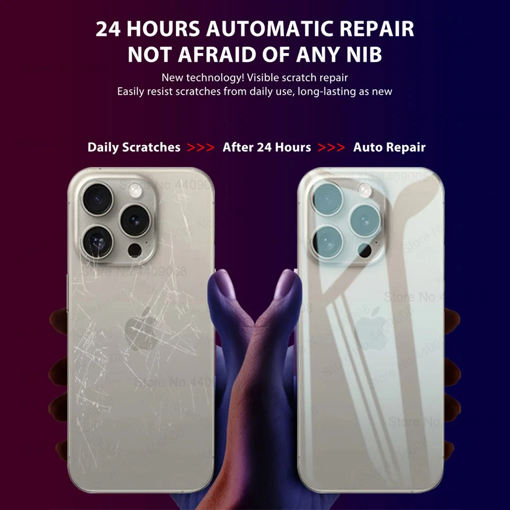 4 Stuks Volledige Achterkant Hydrogel Film Voor Iphone 11 12 13 14 15 Pro Max Mini 15 Plus X Xr Xs Max Clear Stickers Back Film Protector