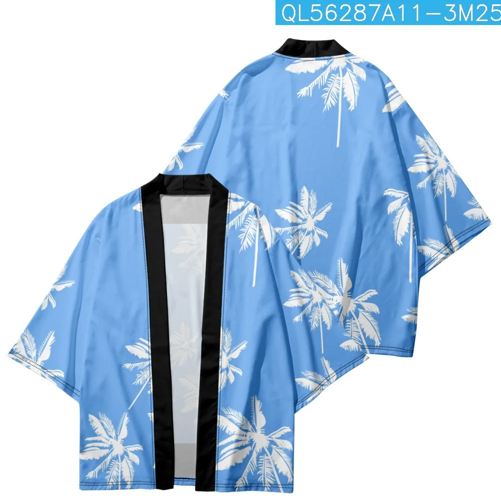 

Haori Samurai Blue Print Cardigan Men Costume Kimono Traditional Japanese Clothing Yukata