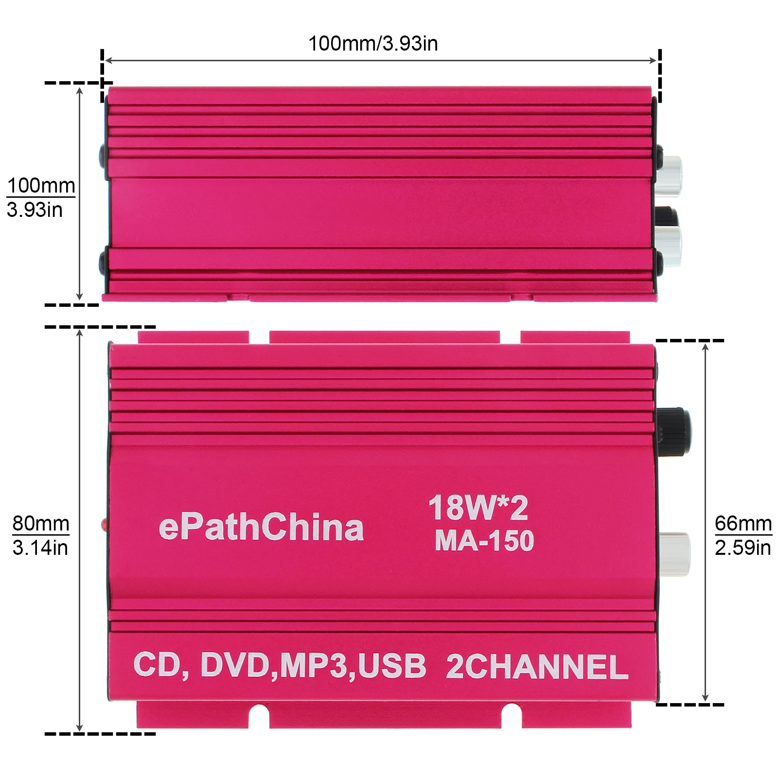 2 Channel 12V Mini Digital Car Audio Power Amplifier Portable DIY Amplifier Subwoofer for Speaker / Auto Car / Motorcycle