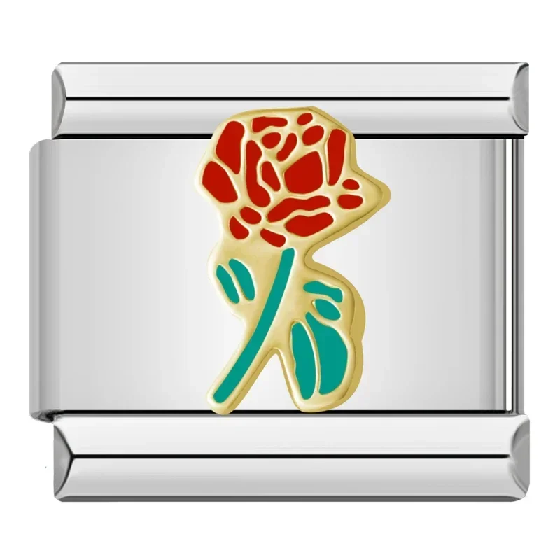 Elegant Rose Flower Charm Bracelet - Stainless Steel, Women's Fashion Jewelry