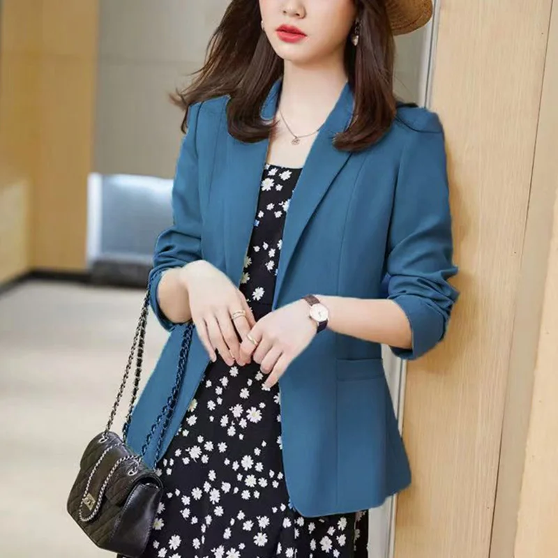 Elegant Solid Color Spliced Pockets All-match Blazer Women's Clothing 2023 Autumn New Oversized Casual Tops Office Lady Blazers