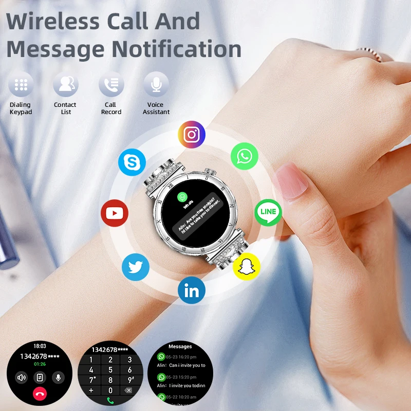 Women's Smart Watch 2026 New Fashion AMOLED Screen Bluetooth Call Custom Dials Female Health Monitoring Ladies Sports Smartwatch 3
