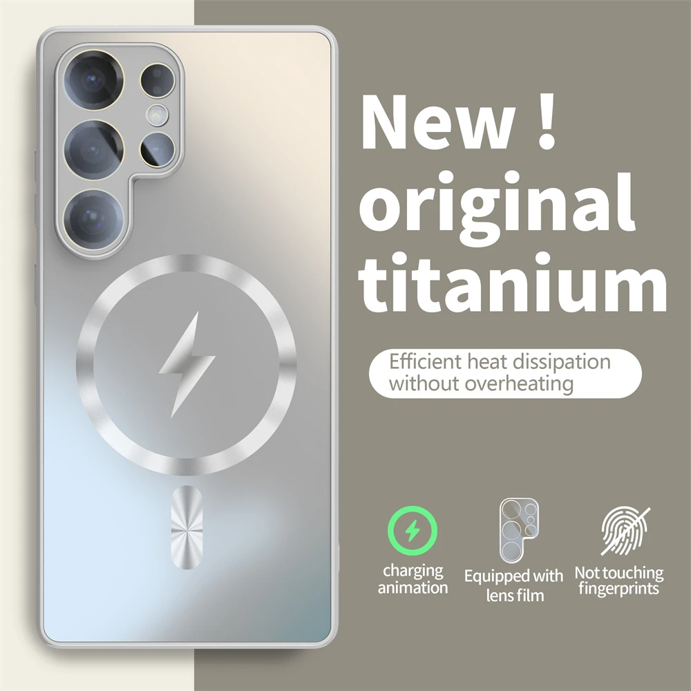 Ultra Thin Titanium Magnetic Glass Lens Protect Phone Case with Matte Finish
